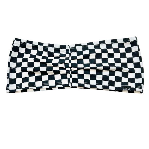 Vans Bikini Tube Top Size Large Checkered Pattern Bandeau Swimwear Strapless New - Picture 1 of 6
